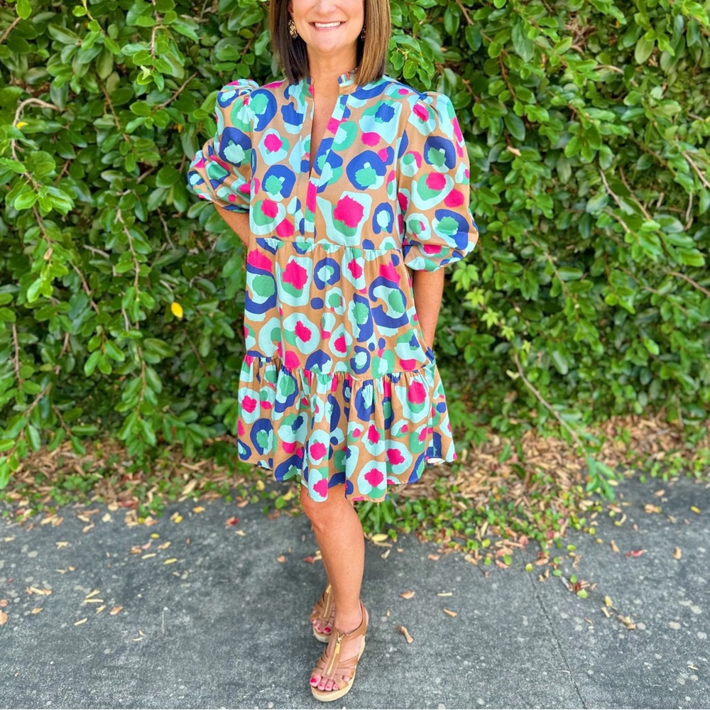 EMILY MCCARTHY frankie dress in meadowbrook spot cheetah